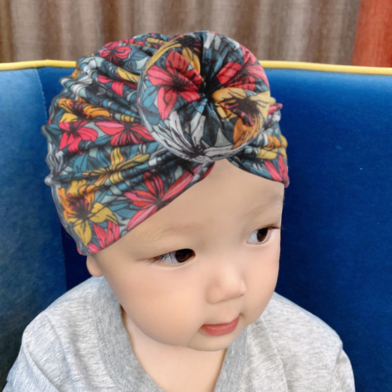 New Donut Baby Beanie Turban Hat Baby Cap Cotton Fruit Print Floral Toddler Baby Girl Cap Infant Accessories 1PC